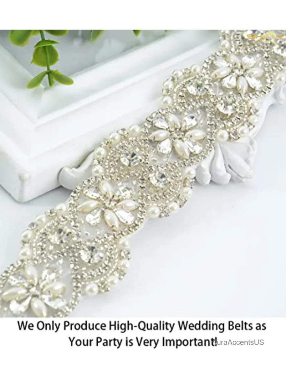 Beaded Bridal Belt with Pearls and Rhinestones Wedding Sash